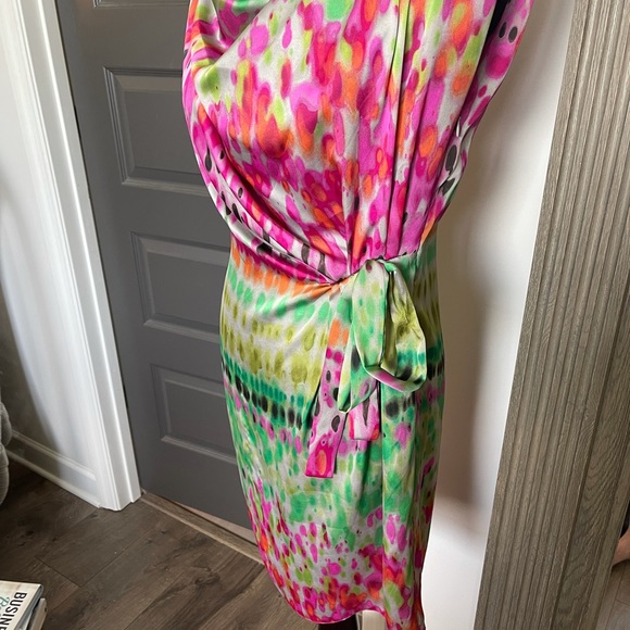 Collective Concepts Spring/Summer Abstract Floral faux wrap dress. Flirty & Sexy - Picture 2 of 9